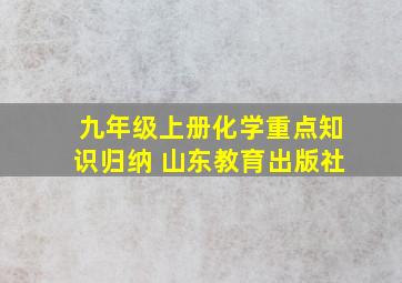 九年级上册化学重点知识归纳 山东教育出版社